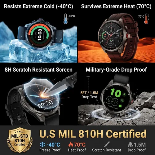 Vista 9 de SOUYIE Reloj inteligente GPS para hombres, pantalla AMOLED de 1.43 pulgadas Negro