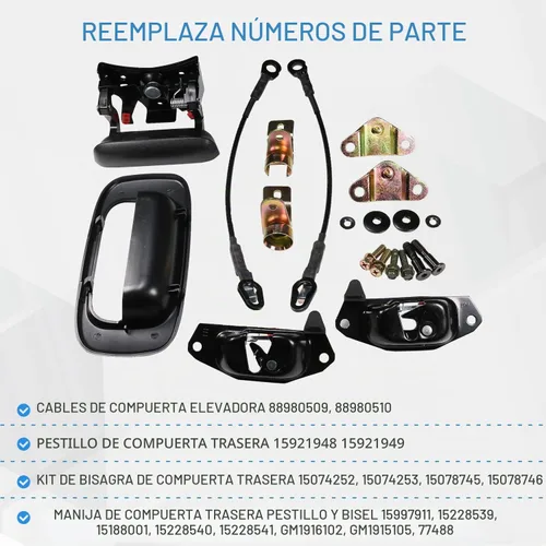 Vista 2 de Kit de Reparación de Herrajes de Compuerta Trasera de Repuesto para Chevrolet Chevy Silverado GMC Sierra 1999-2006 Incluyendo Manija, Bisel