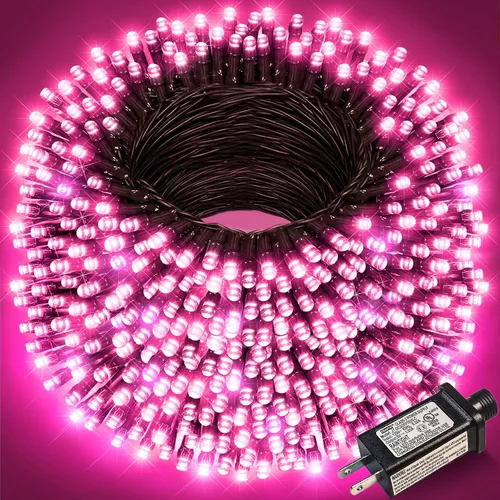 Vista 10 de Juego de 2, luces de Navidad, 200 pies, 600 LED, exterior/interior, guirnalda luces, 8 modos, impermeables, cable verde, parpadeantes, árbol, patio