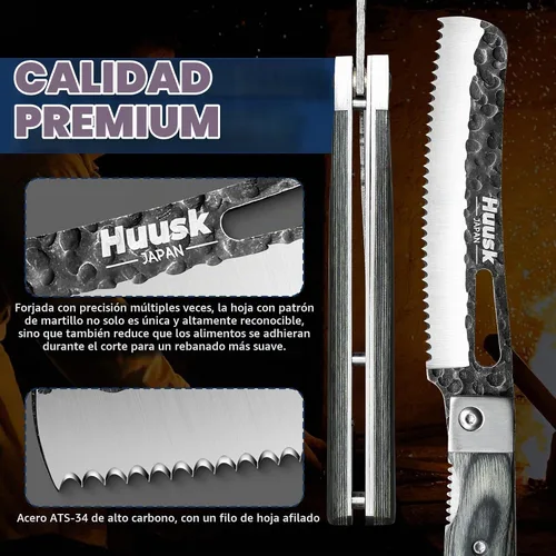 Vista 3 de Huusk Cuchillo japonés plegable para pan, navaja de bolsillo con borde