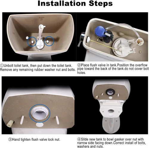Vista 5 de Kit de reemplazo de válvula de descarga de inodoro de 2 pulgadas con junta y pernos compatible con inodoro de dos piezas American Standard
