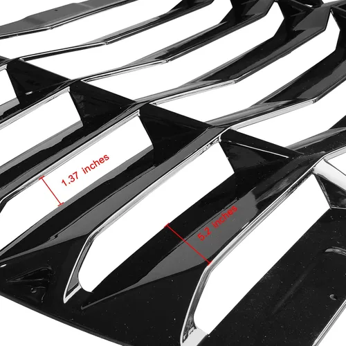 Vista 5 de IKON MOTORSPORTS, Rejillas de ventana trasera compatibles con Honda Civic Sedan 2016-2021, estilo IKON color negro brillante, cubierta solar ABS