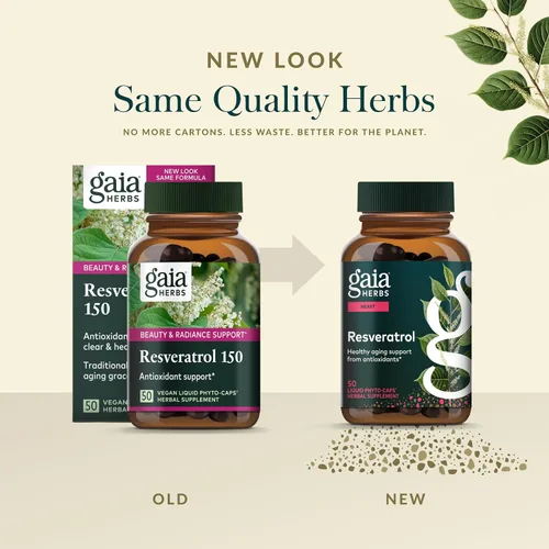 Vista 6 de Gaia Herbs Resveratrol - Suplemento antioxidante Beauty & Radiance - Hecho con Knotweed japonés - Contiene 150 mg de Trans-Resveratrol por porción