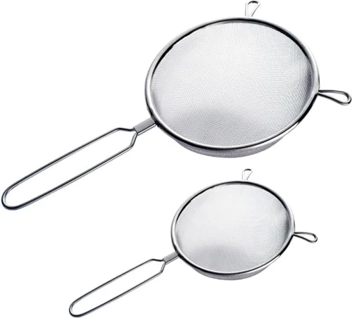 Vista 9 de Cuchara coladora de acero inoxidable Colador de malla fina con mango largo para servir alimentos Diseño resistente al calor Separación rápida