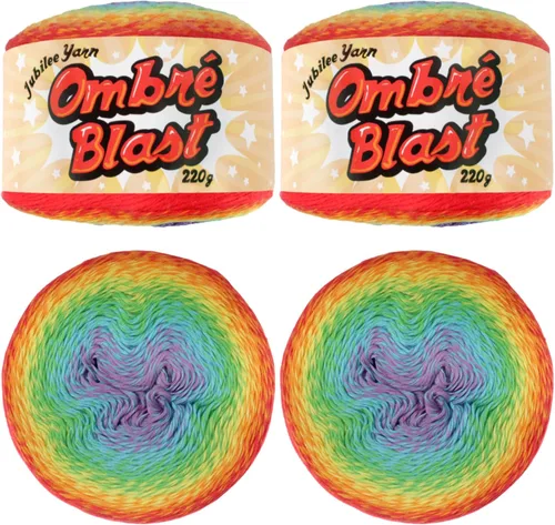 Vista 21 de JubileeYarn - Hilo Ombré Blast (7.76 oz/torta de algodón para bebé, 1 torta)