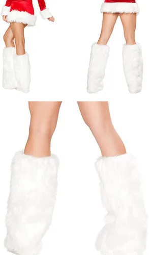 Vista 5 de Baynoyia Calentadores de piernas peludos de piel sintética para mujeres y niñas, fundas de forro polar para botas, juego de accesorios de fiesta
