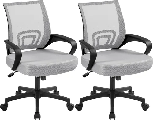 Vista 11 de Yaheetech Silla de oficina con respaldo medio, silla de escritorio giratoria con soporte lumbar, silla de malla ergonómica para computadora de Negro