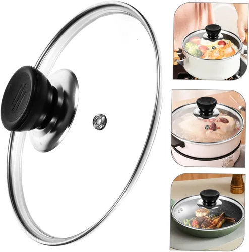 Vista 3 de Mini olla a presión tapa de vidrio 1.6l cubierta de vidrio para ollas de utensilios de cocina y tapas de sartén