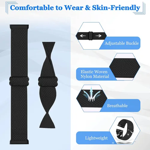 Vista 3 de Vodtian Correa de reloj de nailon elástica compatible con Fitbit Charge 4/Fitbit Charge 3 /SE, correas deportivas trenzadas ajustables Solo Loop