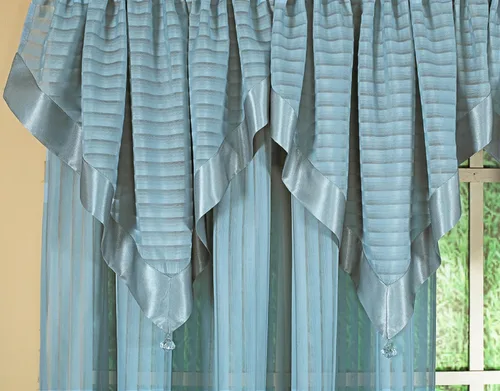Vista 3 de Today's Curtain, Inserción de Abanico de Cortina de Rayas Silueta Translúcida, Azul, 30" x 76.2 cm de ancho x 101.6 cm de largo