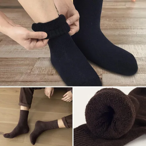 Vista 5 de VoJoPi Wool Socks Mens, 5 Pairs Thermal Warm Socks for Men Hiking Walking Super thick and Soft Cozy Boot Socks