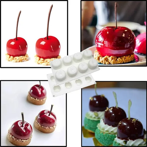 Vista 6 de Moldes de silicona para hornear pasteles de mousse, moldes de caramelo de chocolate con cereza 3D, moldes de postre de silicona para pastelería