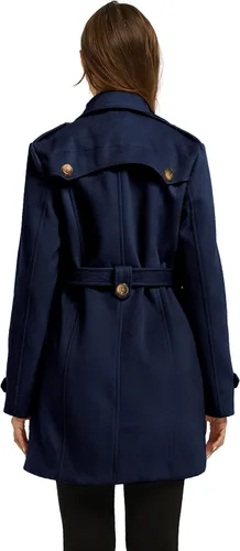 Vista 4 de Gabardina Wantdo para mujer para invierno con cinturón con doble botonadura