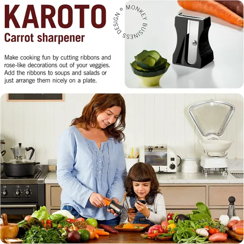 Vista 2 de Karoto - Afilador de zanahorias Pelador de verduras Pelador de verduras y peeler de pepino Divertidos utensilios de cocina de una serie