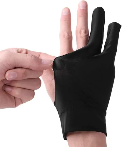Vista 2 de AKOAK 1 paquete de guantes negros de artista de dos dedos, utilizados para pintura, graffiti, bocetos, escritura de pintura al óleo, estudiantes