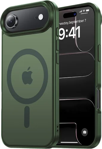 Vista 127 de Tigowos Funda Magnética para iPhone Air Compatible con MagSafe Resistente a Caídas de 16 Pies Cubierta Trasera con Sensación de Piel Mate a Prueba