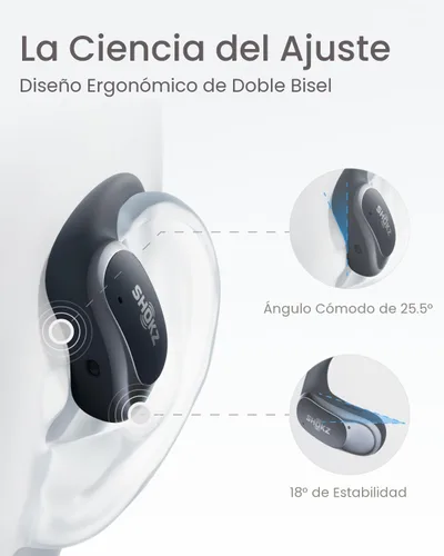 Vista 4 de SHOKZ OpenFit Air - Auriculares de oreja abierta, auriculares verdaderamente inalámbricos, resistentes al agua, ganchos seguros para uso diario
