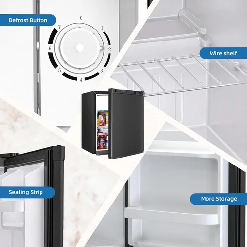 Vista 5 de Antarctic Star Mini refrigerador compacto con puerta reversible individual, estante de alambre, botón de descongelación