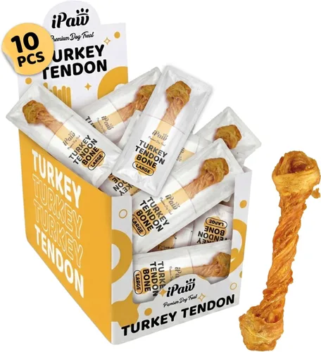 Vista 8 de iPaw Tendón de pavo para perros, masticable natural para cachorros de grado