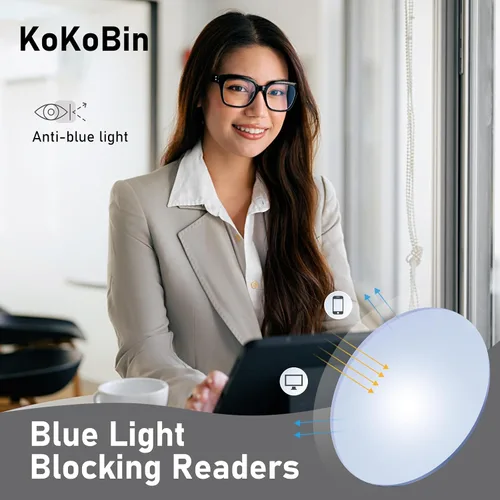 Vista 5 de 3 Pack Reading Glasses Women Square Blue Light Blocking Oversized Fashion Large Eyeglasses