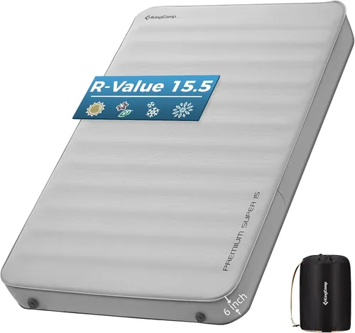 Vista 11 de KingCamp PREMIUM SINGLE - Colchoneta de dormir autoinflable, colchón de aire y espuma de valor R 7.5, almohadilla de dormir aislada de 3 pulgadas