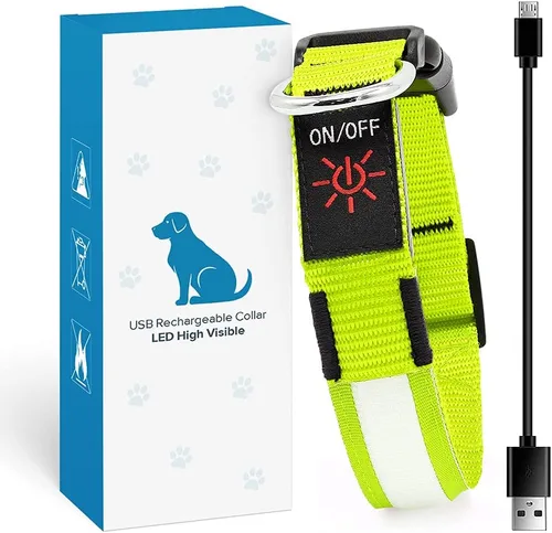Vista 9 de BSEEN Collar para perro con luz LED, recargable, collares reflectantes resistentes al agua para cachorros, con luces navideñas que brillan
