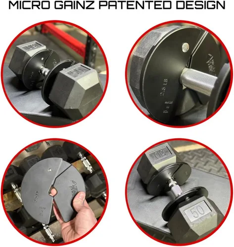 Vista 5 de Micro Gainz Placa de peso fraccional para mancuernas de 2.5 lb, ideal para micro cargas, (elige color) juego de 2 placas de peso fraccional