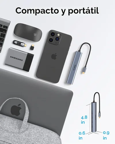 Vista 4 de Hub USB C, divisor USBC de 10Gbps para portátil, adaptador multipuerto de 4 puertos USB C a USBC para MacBook Pro/Air, iPad, teléfono, Surface Pro