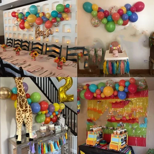 Vista 5 de Kit de arco de guirnalda de globos coloridos, globos surtidos de arcoíris, globos de látex de confeti multicolor, rosa intenso, pavo real, azul