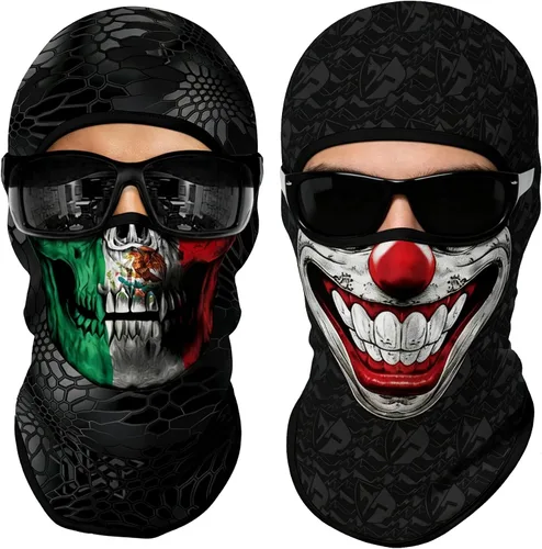 Vista 25 de Pasamontañas 3D, máscara de cara completa, resistente al viento, máscara de esquí con calavera táctica para motocicleta, ciclismo, Halloween