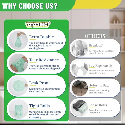 Vista 3 de Bolsas de compost pequeñas de 2.6 galones - 80 unidades de 0.8 mil de espesor, bolsas de basura compostables para contenedor de encimera