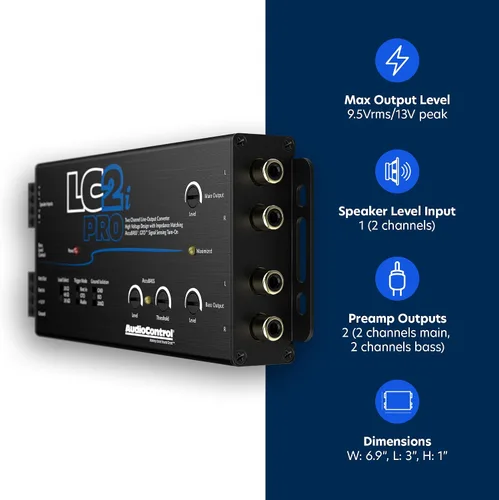 Vista 3 de AudioControl LC2i PRO - Convertidor de salida de línea de 2 canales con sensor de señal GTO y AccuBASS