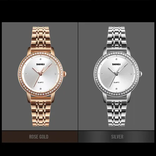 Vista 7 de SKMEI Watches for Women Ladies Simple Diamond Stainless Luxury Fashion Waterproof Dress Casual Analog Quartz Wife Girls Gifts Female Rose Gold Wrist