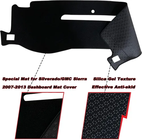 Vista 2 de Funda de tapete para salpicadero de ajuste personalizado para Chevy Chevrolet Silverado/GMC Sierra Truck 2007-2013, compatible con Chevy Suburban