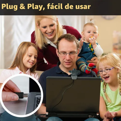 Vista 6 de Septekon Cámara web HD 1080P con micrófono, cámara web de computadora de transmisión para portátil/escritorio/Mac/TV, cámara USB para videollamadas