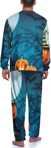 Vista 5 de Happy Helloween Night Pajama Pants Set for Men Lounge Sleepwear T Shirt and Trousers