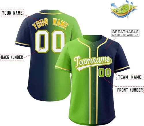 Vista 2 de Camiseta de béisbol personalizada con degradado cosidoimpreso, número de nombre del equipo, uniforme deportivo para hombres, mujeres y jóvenes