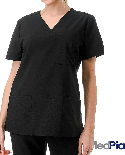 Vista 6 de MEDPIA Conjunto médico para mujeres y hombres, uniforme médico de enfermería, pantalones deportivos elásticos en 4 direcciones y 6 bolsillos