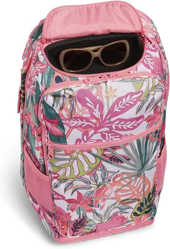 Vista 5 de Vera Bradley Mochila reciclada Lighten Up Reactive Journey para mujer, Toldo de bosque lluvioso coral