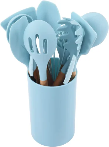 Vista 8 de 12PCS Kitchen Utensil Set, Non Stick Cooking Utensils with Wooden Handle, Silicone Kitchenware for Home and Restaurant Use, Includes Oil Brush