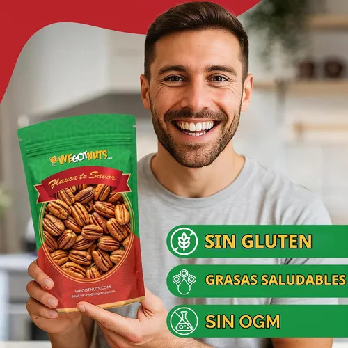 Vista 6 de Dos libras de nueces pecanas crudas, enteras, sin cáscara, crudas, naturales, sin conservantes añadidos, sin OMG, sin PPO, 100% natural We Got Nuts
