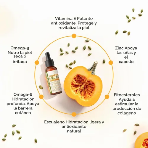 Vista 3 de Aceite de semilla de calabaza para el cuidado del cabello, prensado en frío