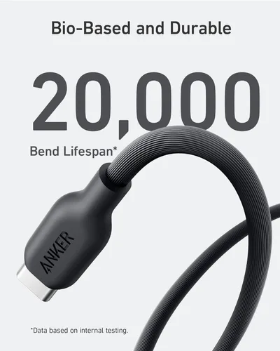Vista 4 de Anker Cable USB C a Lightning [2 unidades de 6 pies], certificado MFi, cable de carga de base biológica, para iPhone serie 14 y más (USB 2.0, negro)
