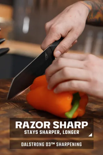 Vista 2 de Dalstrong Santoku - Cuchillo de 7 pulgadas, serie Shadow Black, cuchillo de cocina extremadamente afilado, recubierto de nitruro de titanio negro