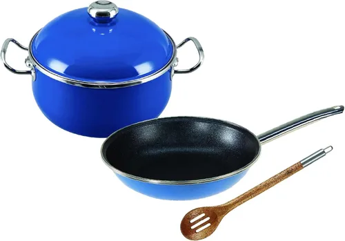Vista 2 de VITA - Juego de 4 piezas para principiantes (azul) para todas las estufas (esmalte en acero), apto para lavavajillas y horno, distribución rápida