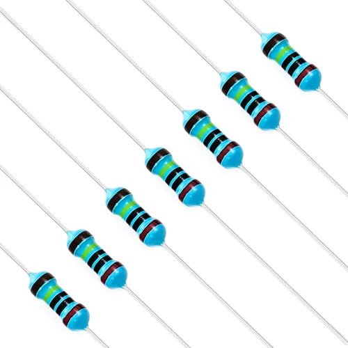 Vista 39 de Chanzon 100 piezas 1 Ω ohm Resistencia 1/4 W (0.25 W) Resistencia fija de película metálica 0.01 ±1% Tolerancia 1R MF Resistencias de agujero