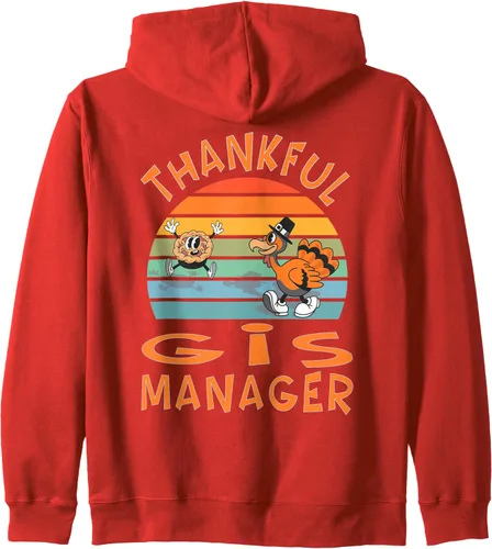 Vista 9 de GIS Manager Job Funny Thanksgiving Zip Hoodie