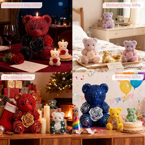 Vista 9 de 2 moldes de silicona de oso de rosas, moldes para hacer velas de oso de peluche 3D, adorno para moldes de resina epoxi para manualidades, molde