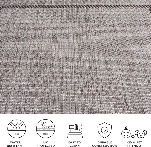 Vista 8 de SAFAVIEH Alfombra lavable al aire libre Courtyard Collection - 2'3" x 5', beige y negro, no desprende pelusa y fácil de limpiar, ideal para patio