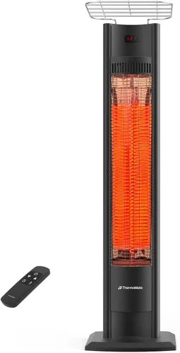 Vista 8 de ThermoMate Calentador eléctrico para patio, calentador infrarrojo IP65 de 1500 W para exteriores/interiores con control remoto, 8 niveles